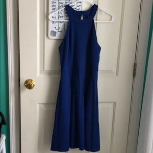 Royal blue beautiful high neck strapless dress